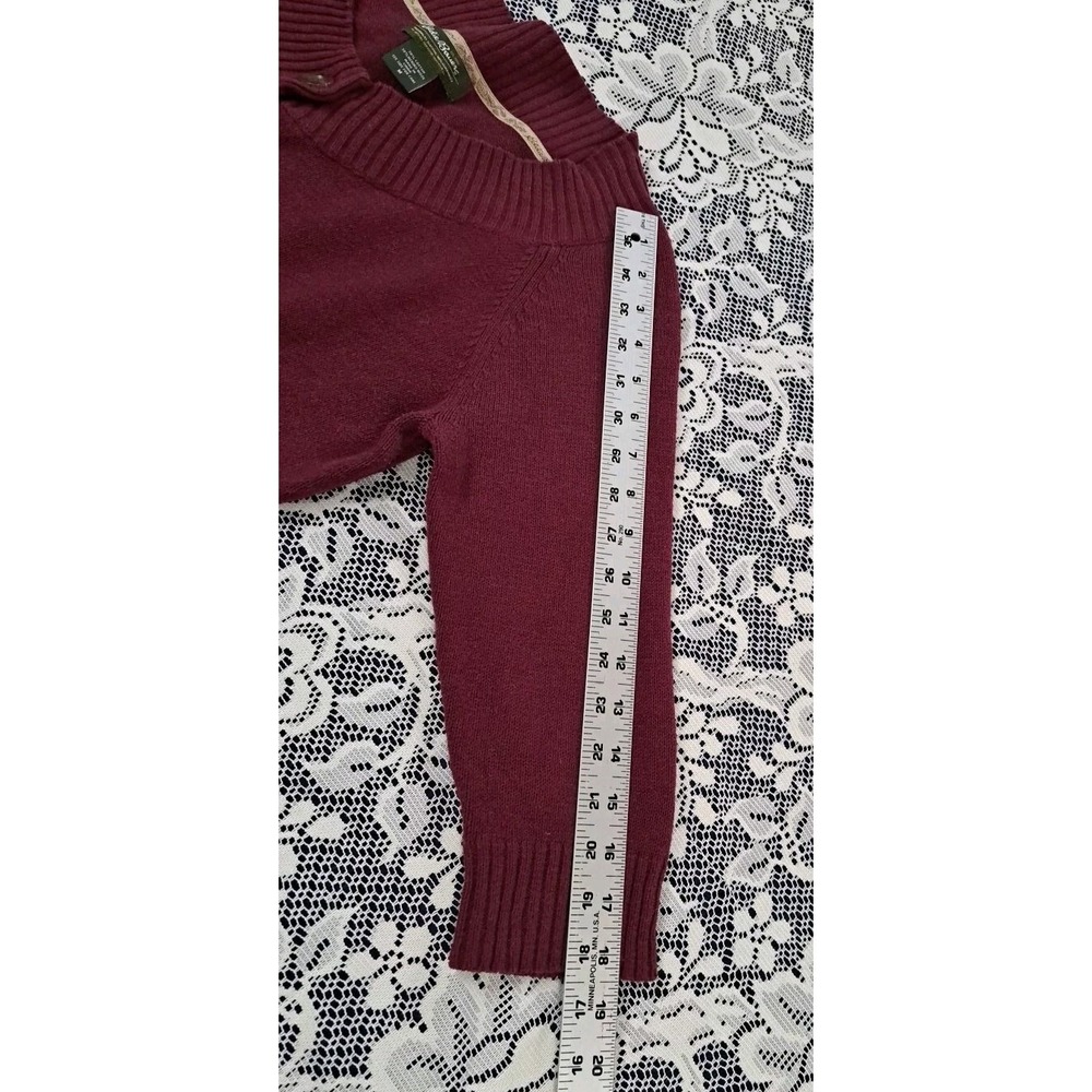 Eddie Bauer Sweater Size‎ M Burgundy 3/4 Sleeve Button Front Cotton/Merino Wool - Picture 8 of 8